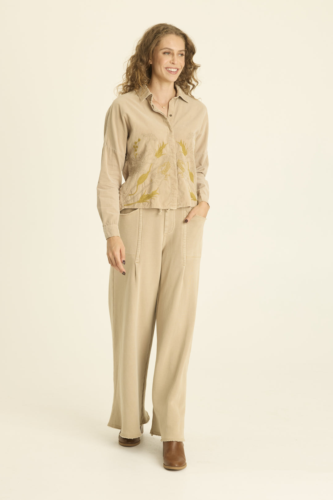 Embroidered Kyle Button Up Blouse