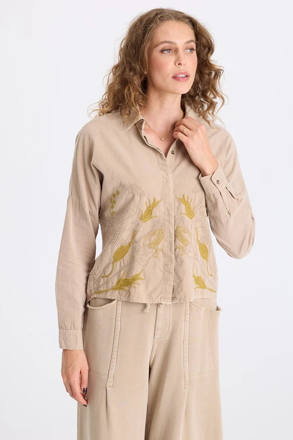 Embroidered Kyle Button Up Blouse