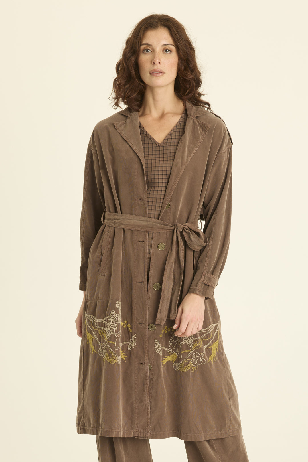 Embroidered Harun Trench