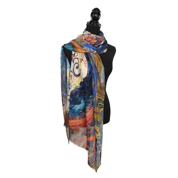 Peacock Colorful Cotton Silk Scarf