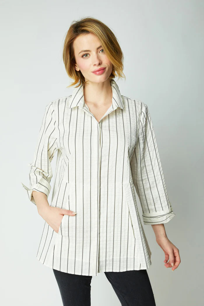 East Side Stripes Hidden Placket Shirt