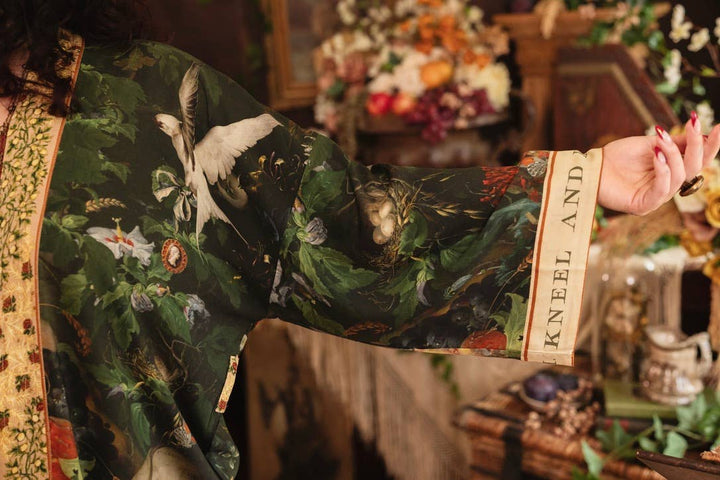 Labour of Love Matineé (mid) Duster w/ florals & violin