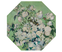 Van Gogh "White Roses" Travel Umbrella – Compact, One-Touch Open & Close
