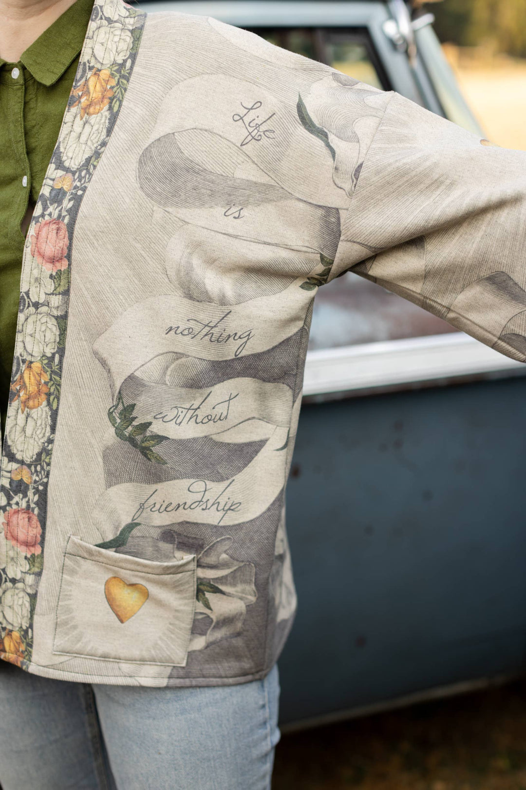 Take My Hand Fleece Cottage Cardigan Kimono Jacket