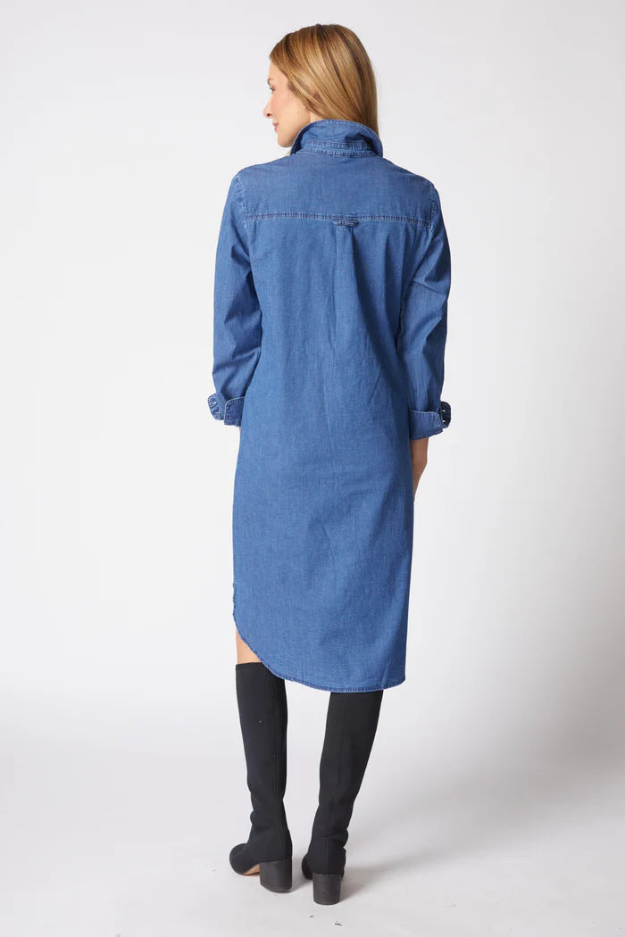 Perfect Travel Denim Cafe Midi Dress