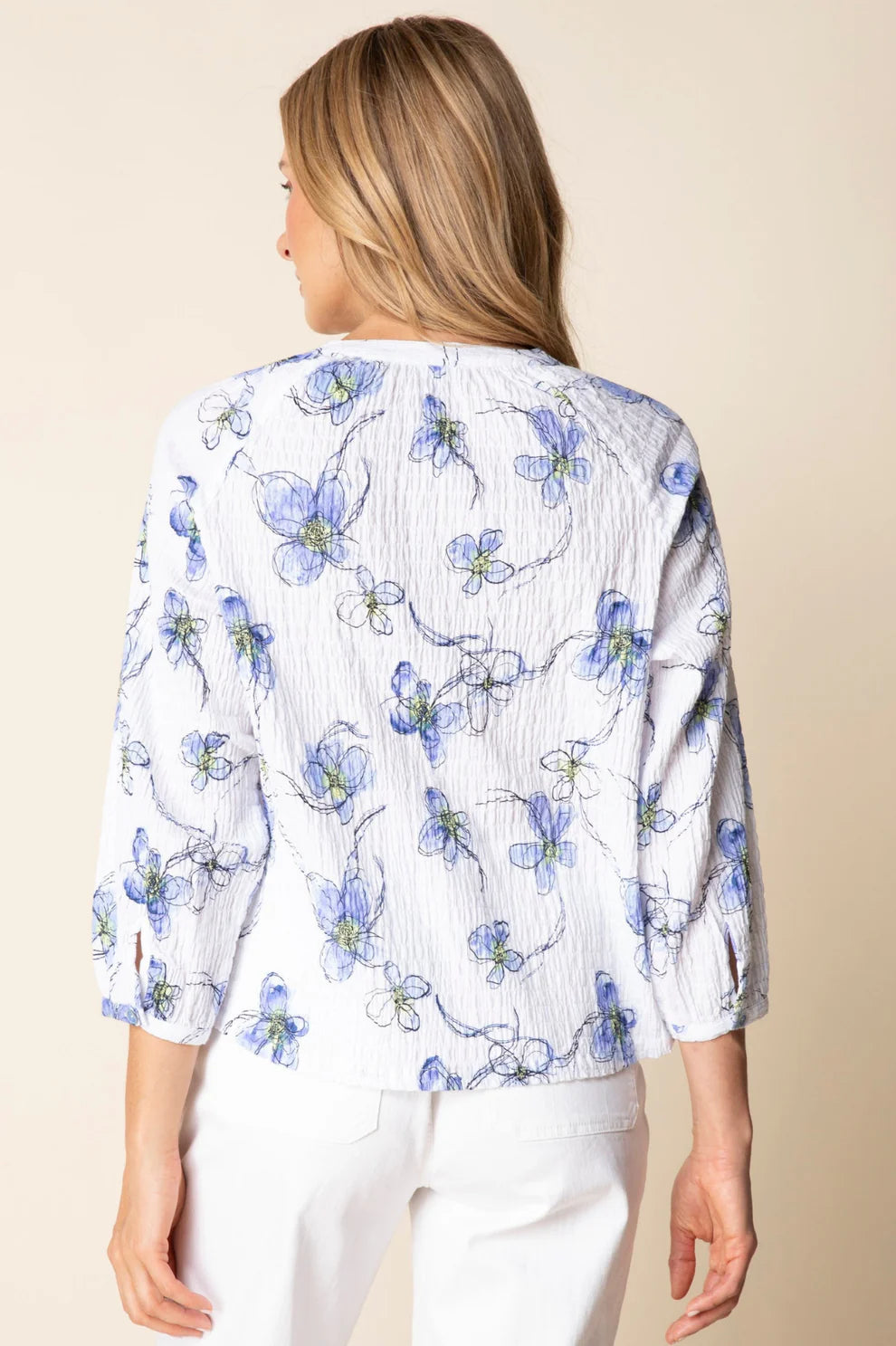 Crinkle Cotton Wildflowers Romance Shirt