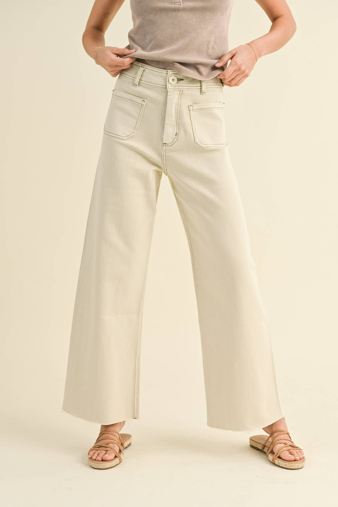 Straight Wide Leg Pants With Front Pocket