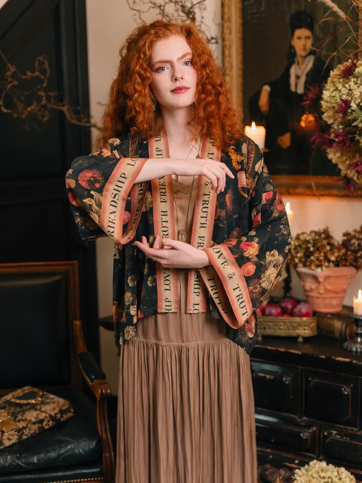 Heart of Gold Pixie Duster Crop Kimono w/ Sacred Heart