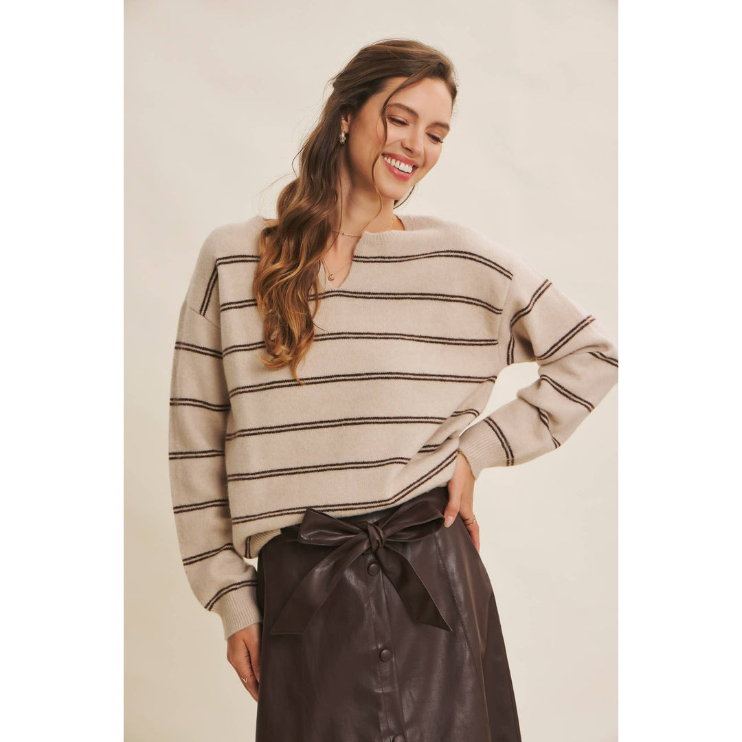 Eco-Conscious Stripe Oversized Easy Favorite Sweater Top