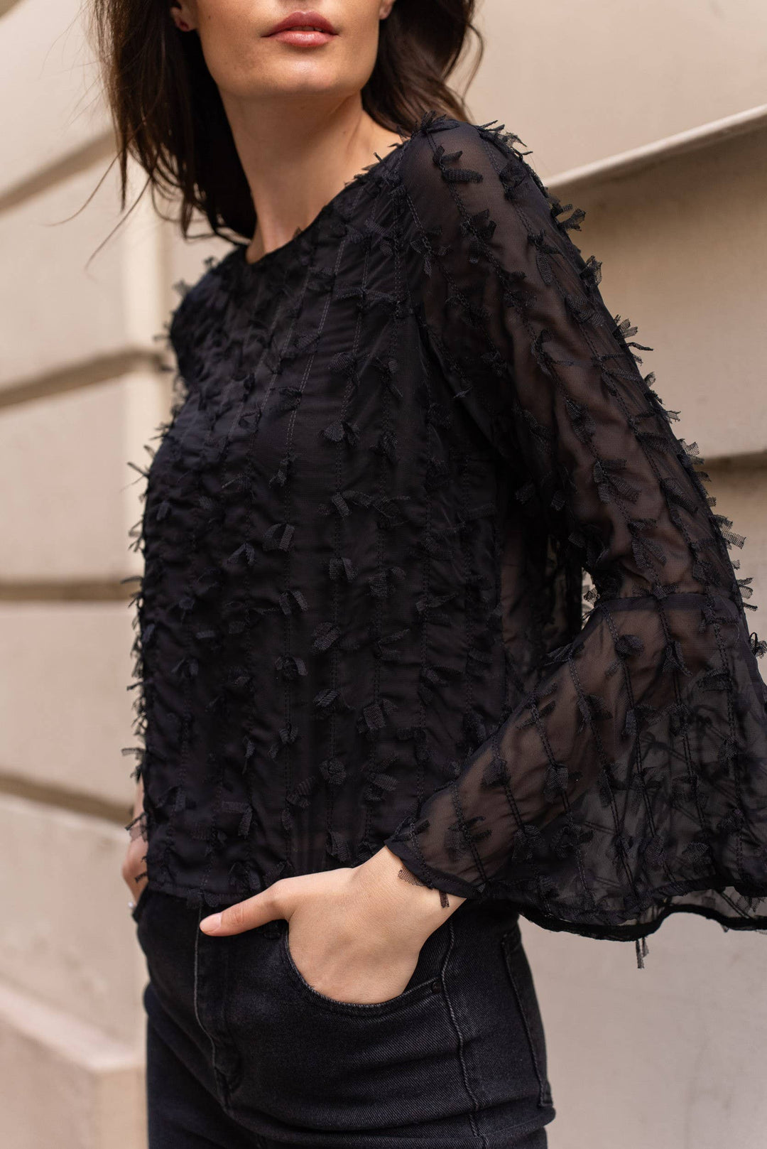 Bell Sleeve Lace Blouse