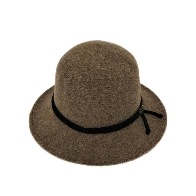 Boil Wool Brim Hat With Tie and Buttons