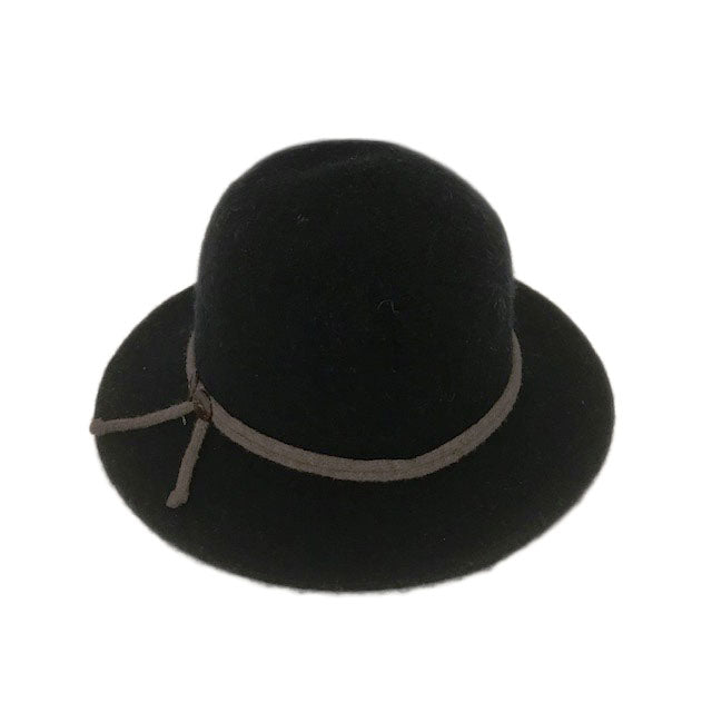 Boil Wool Brim Hat With Tie and Buttons