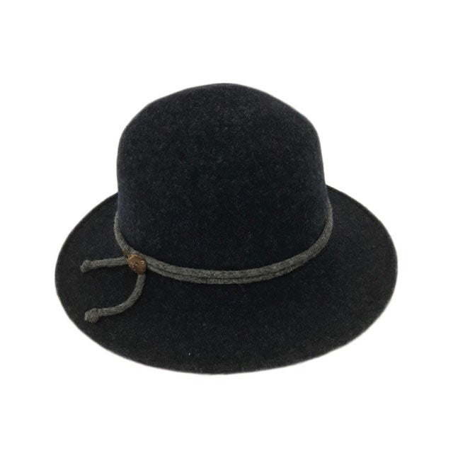 Boil Wool Brim Hat With Tie and Buttons