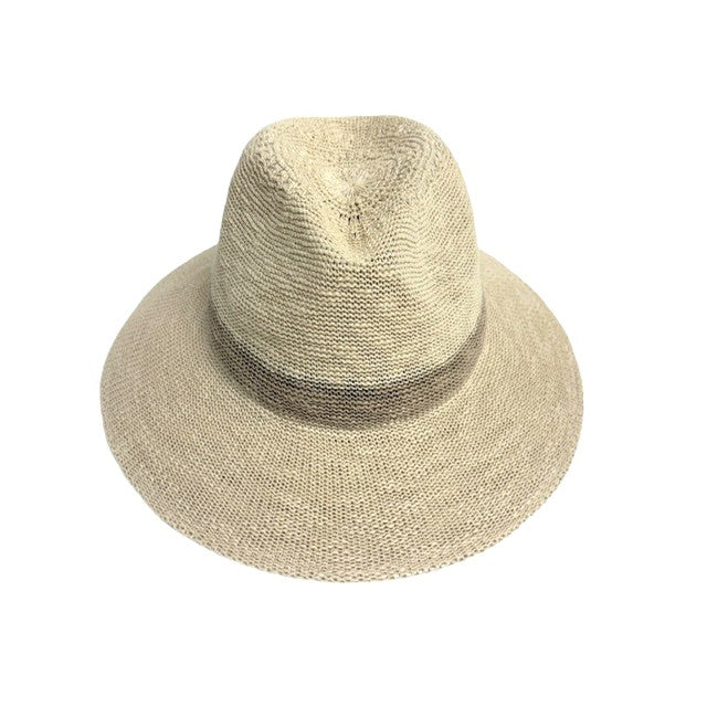 Cotton Blend Fedora Brim Hat with Stripe 2026