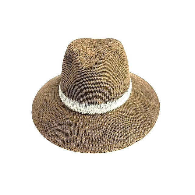 Cotton Blend Fedora Brim Hat with Stripe 2026