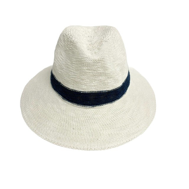 Cotton Blend Fedora Brim Hat with Stripe 2026