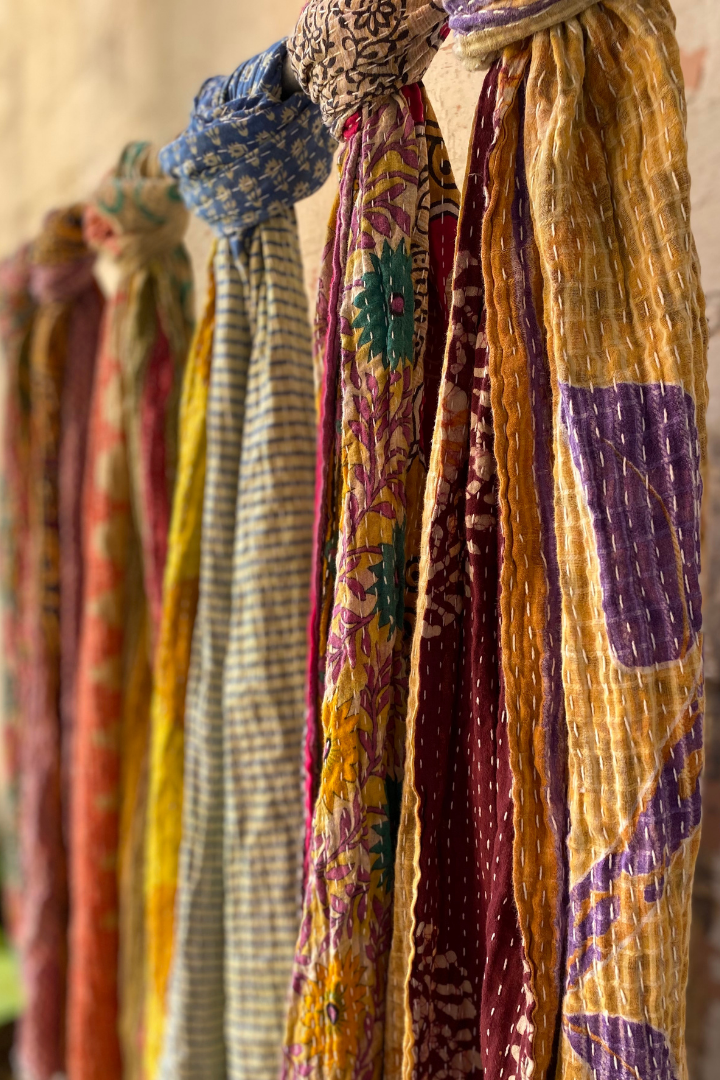 Kantha Scarf Scarves | Made From Recycled Cotton Saris 