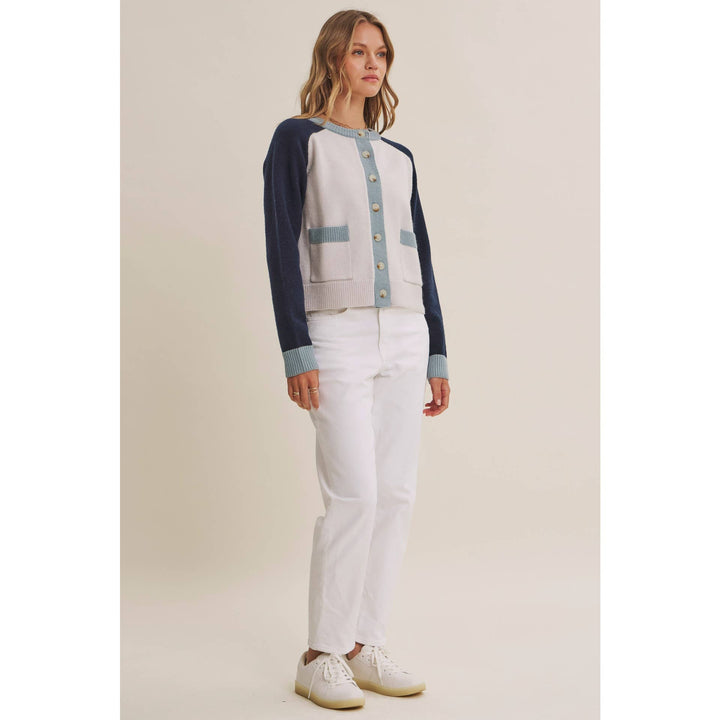 Morning Light Cafe Wool Blend Color Block Cardigan