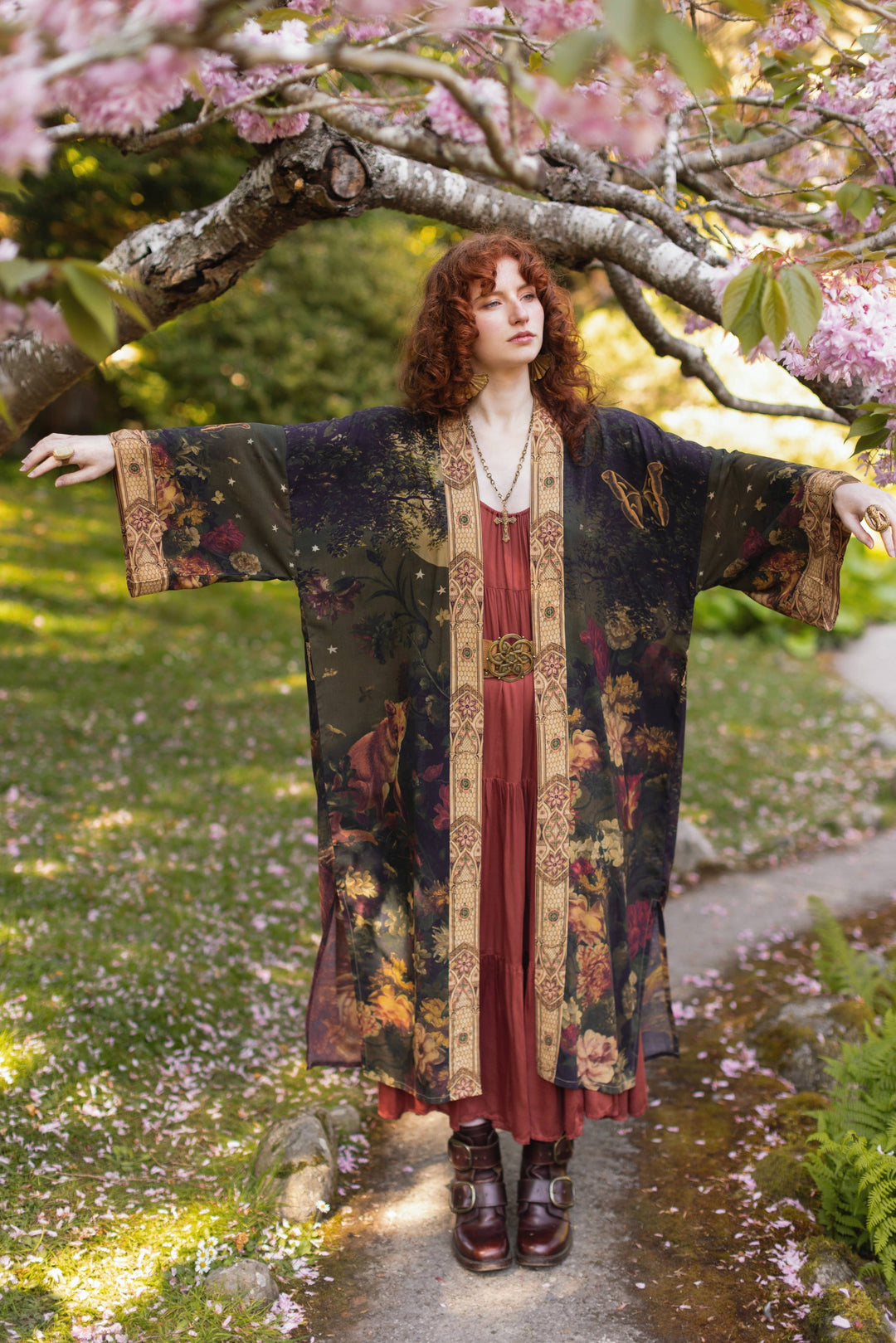 The Messenger Opera Duster Robe w/ Joan of Arc & Florals