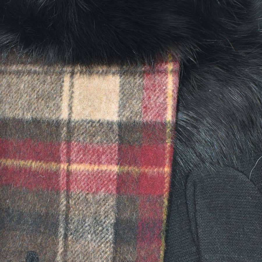 Lucetta Fur Cuff Plaid Gloves