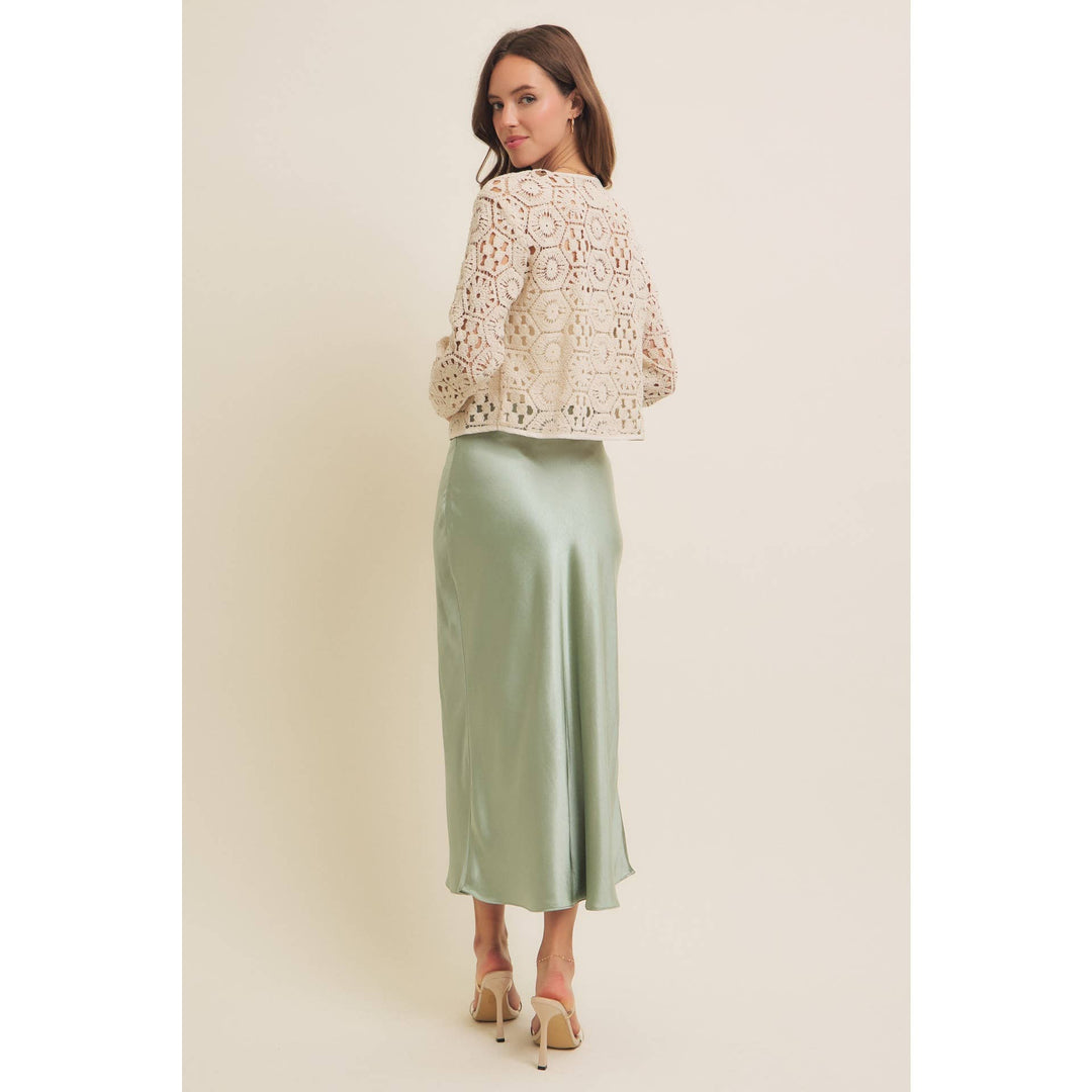 Open-Front Cotton Crochet Lightweight Cardigan