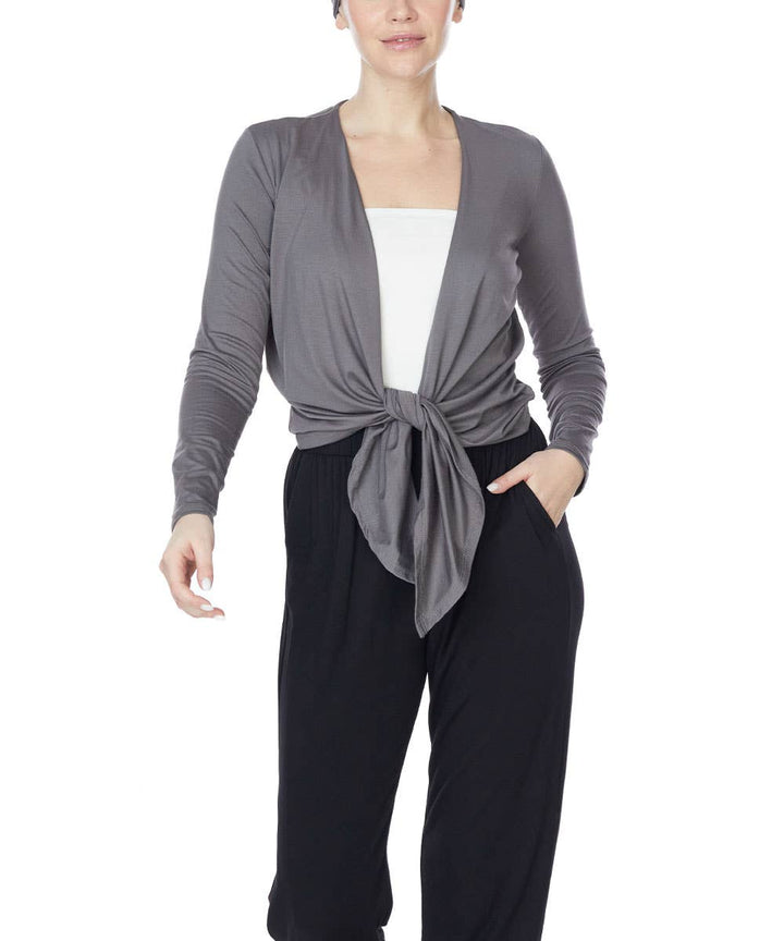 Bamboo Front Tie Open Cardigan