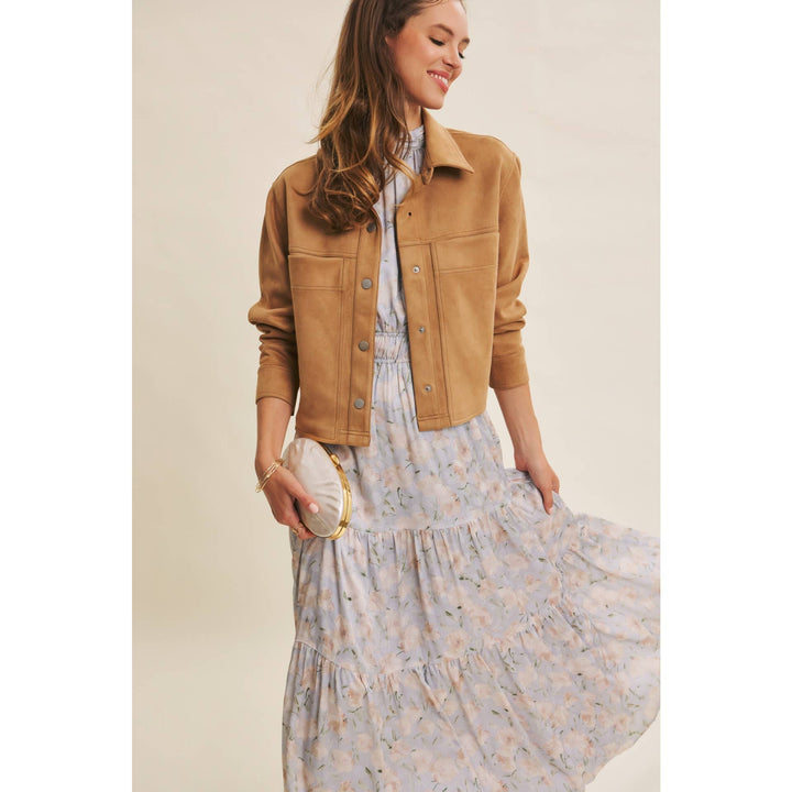 Versatile Luxe Stretchy Suede Jacket with Statement Pockets