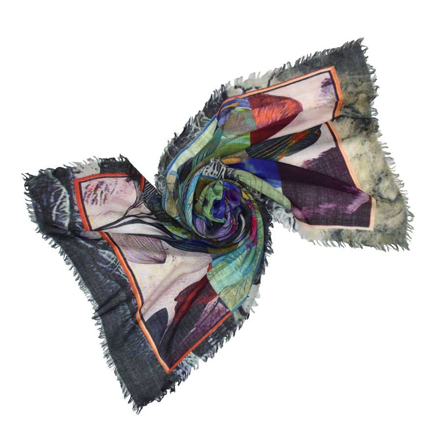 Langley Artful Floral Wool Scarf