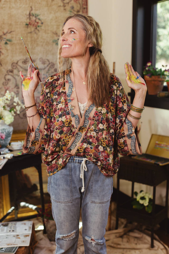 Art of Life Pixie Duster Cropped Kimono w/Palette, Flowers