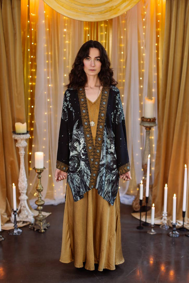 The Guardians Matineé (mid-length) duster w/ angels & moon