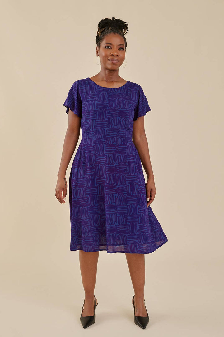 Finley Flutter Sleeve Dress Twilight Scribble Modal