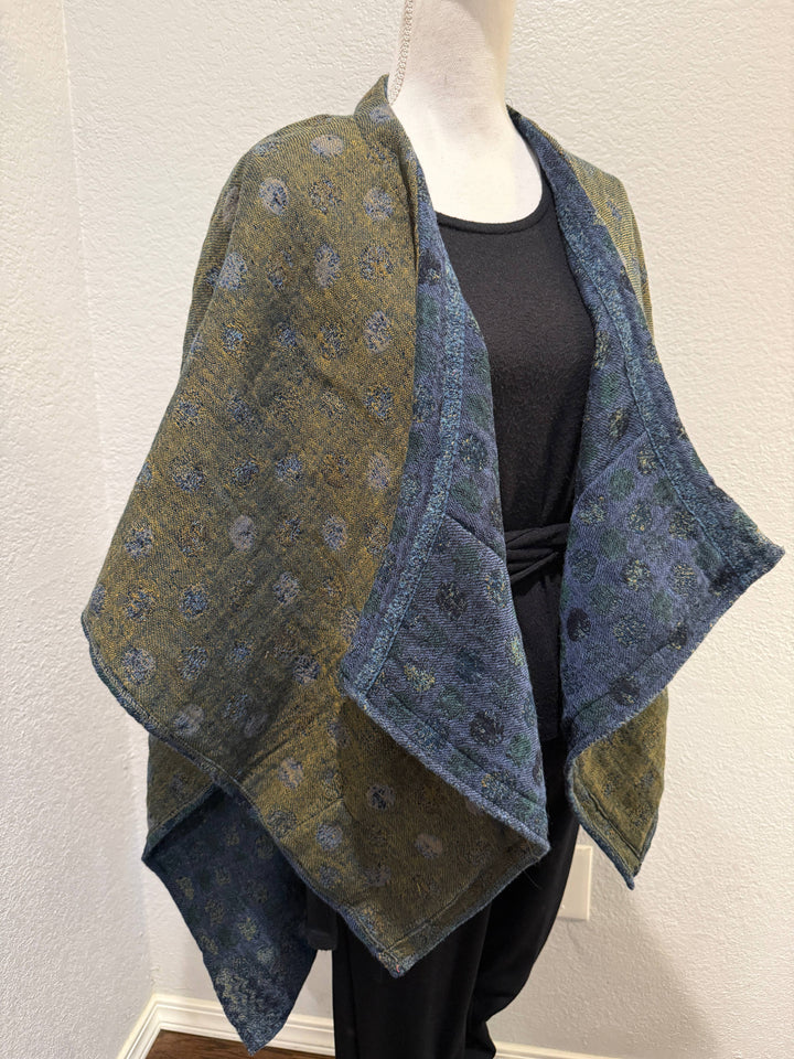 Poncho Cape~Teal Dots