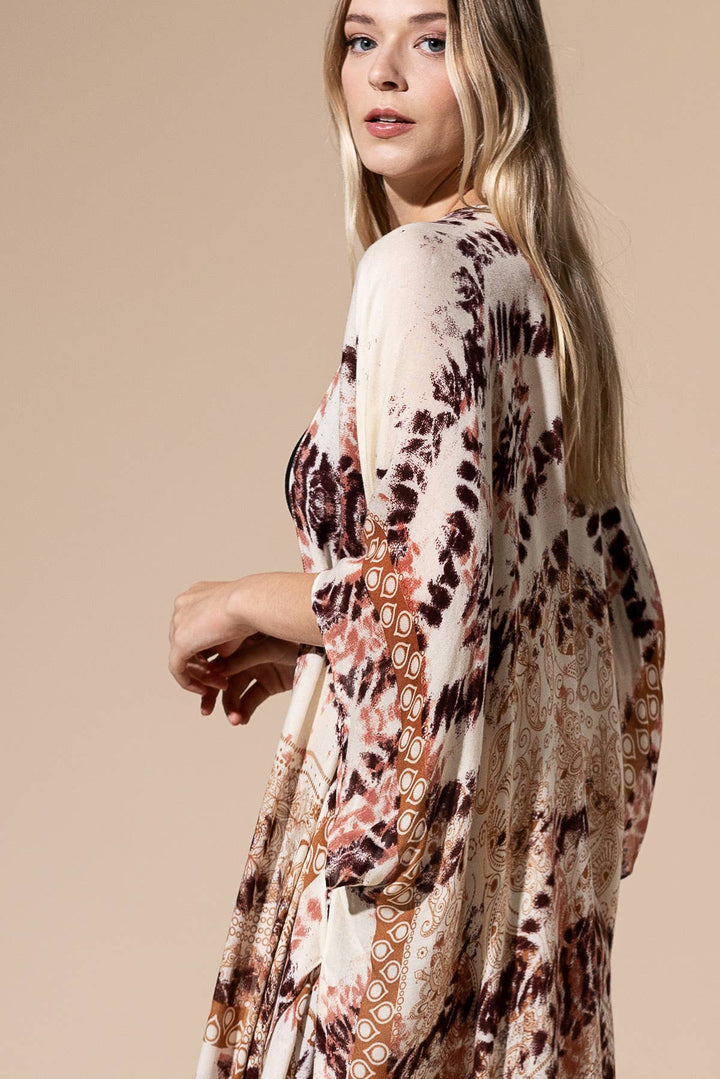 Tie-Dye with Geometric Motif Kimono