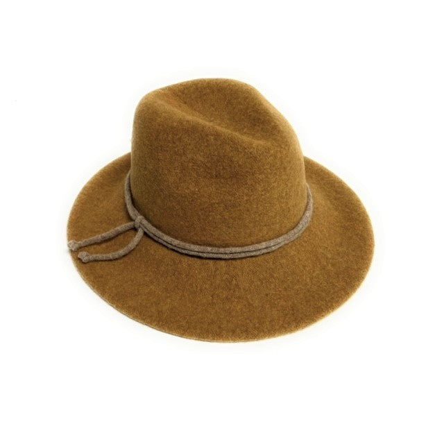 Boil Wool Fedora Brim Hat With Rope Tie