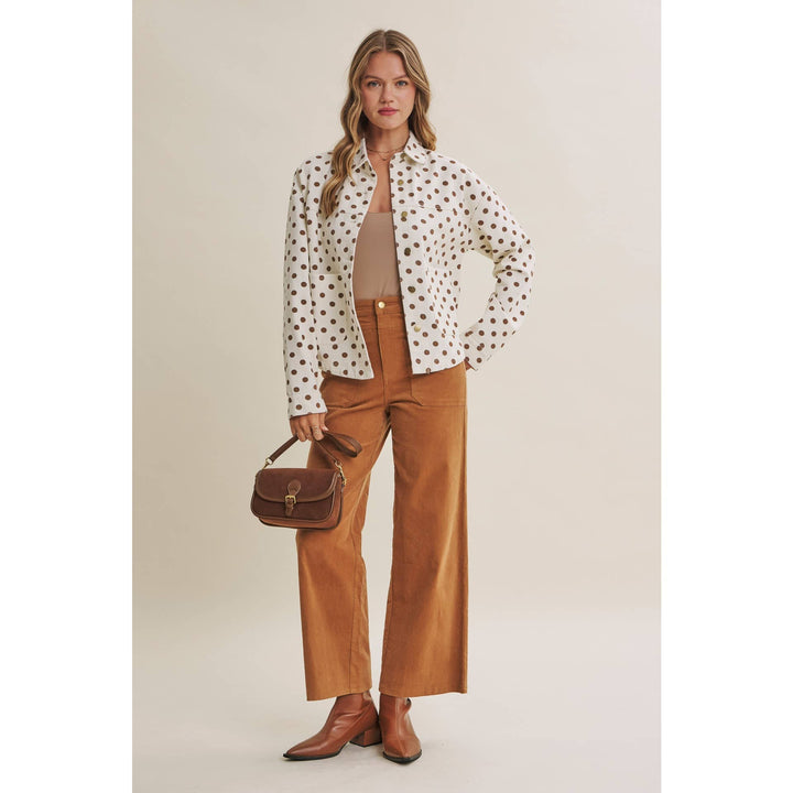 Sunday Cafe Polka Dot Cotton Twill Button Down Jacket