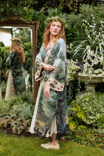 The Mythmaker Opera Duster w/ pastoral landscape & unicorn