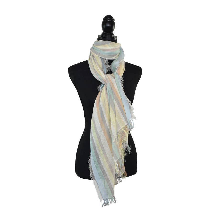 Imani Narrow Striped Linen Scarf