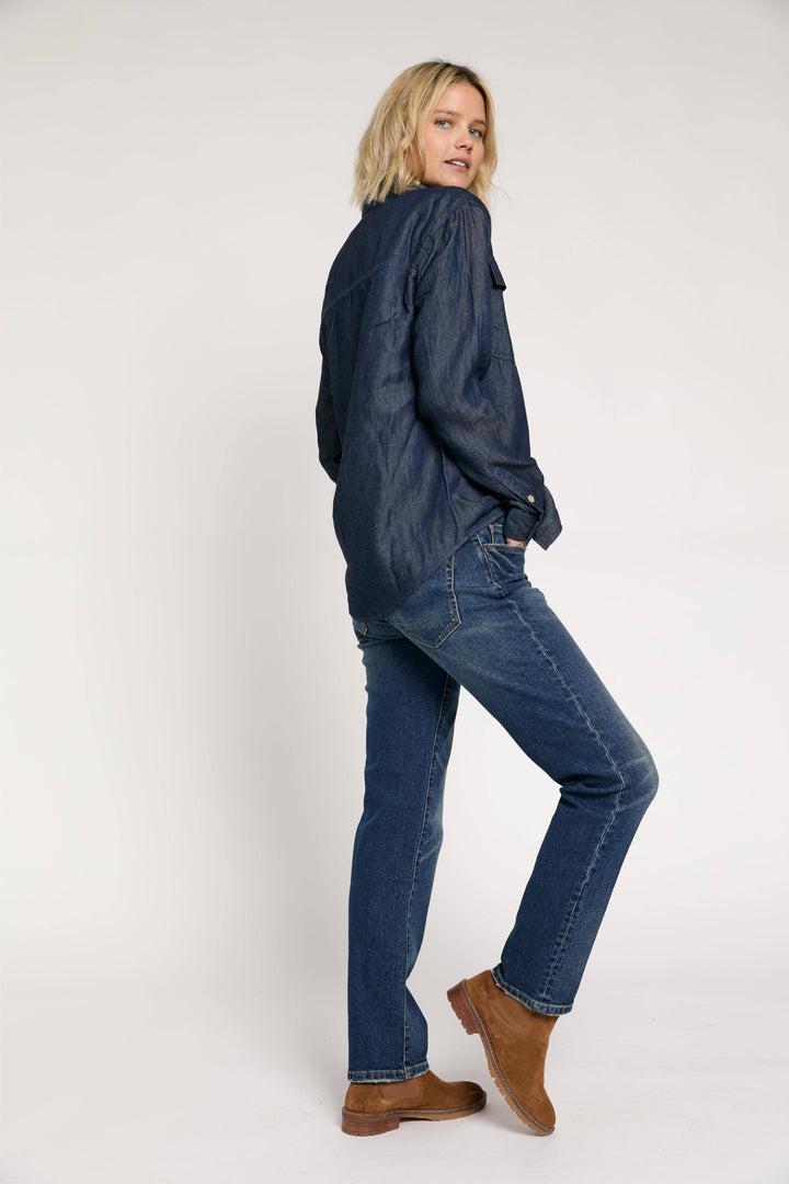 Chester Low Rise Slim Straight Jean, Dark Aged Vintage