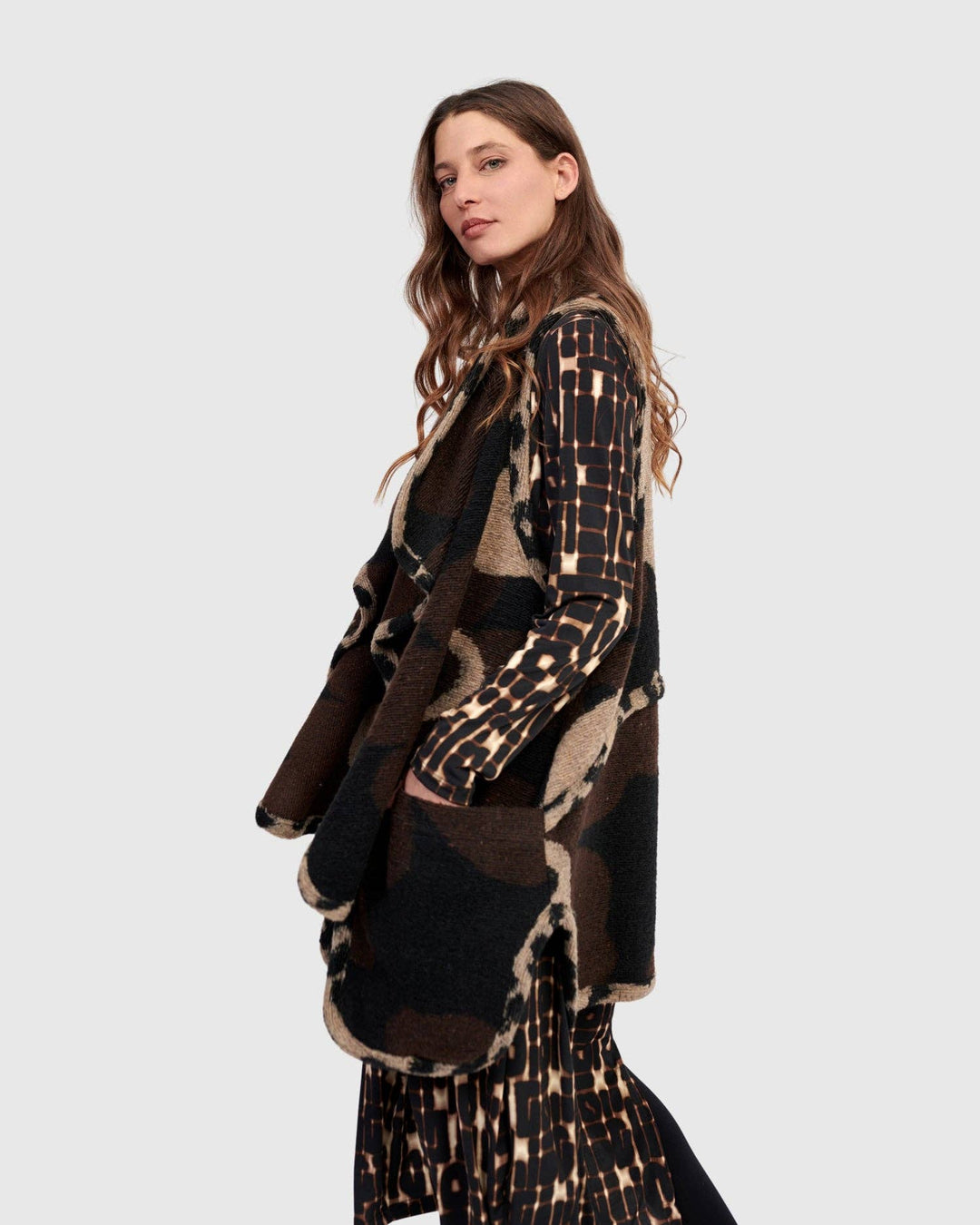 Piped Cozy Draped Vest, Floral by Alembika