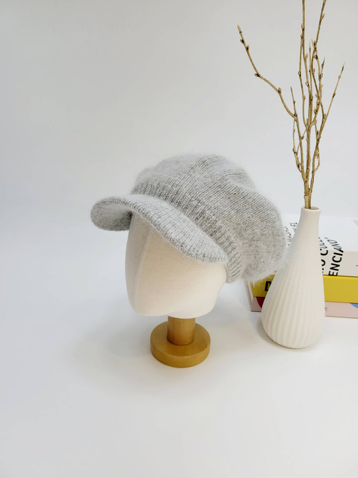 Angora Wool Newsboy Beret with brim