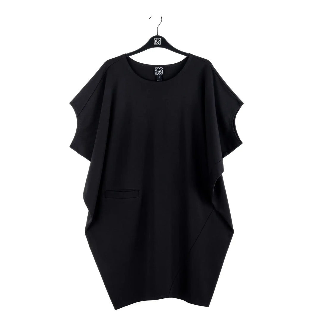 Rayon Knit Modern Architectural Cut Tunic with Pockets