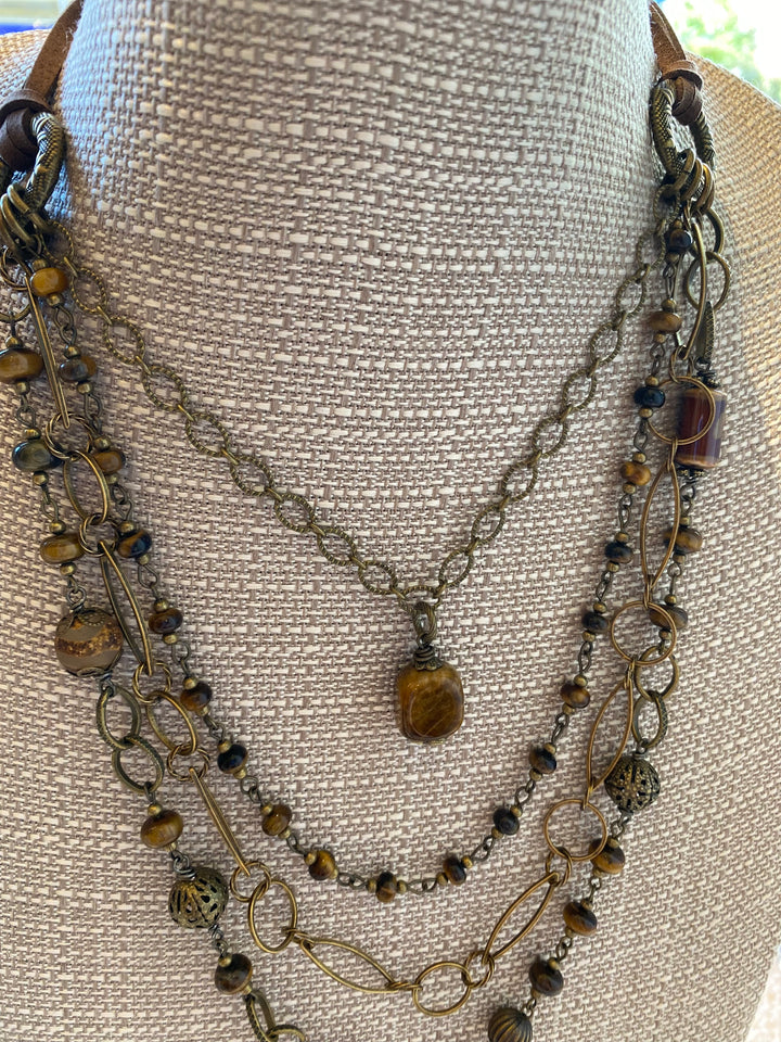 Four Tiered Cat's Eye Beaded Necklace