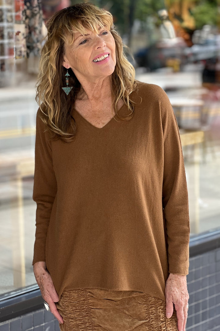 Flora Ashley Solid V Neck Sweater at Adlib Clothing in Asheville, NC