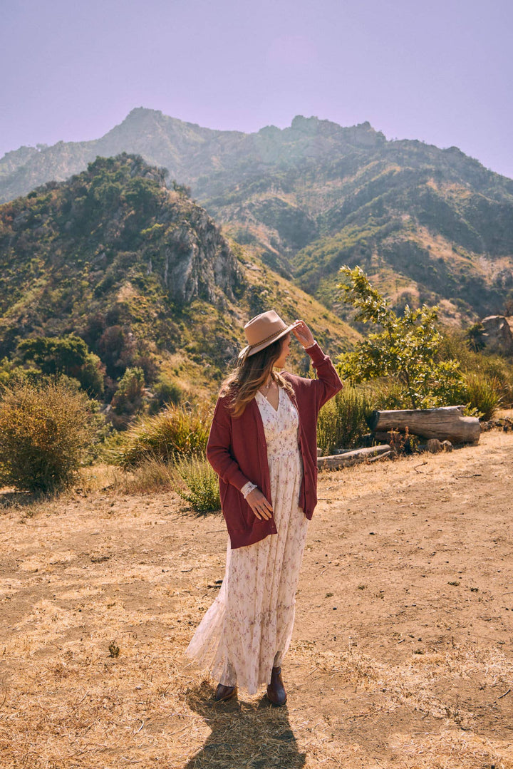 Slouchy Charm Button-Down Cardigan With Contrast Weave