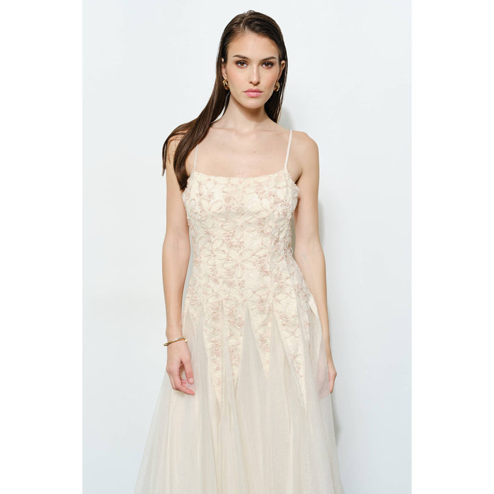 Romantic Lace Chiffon Sleeveless Midi Dress