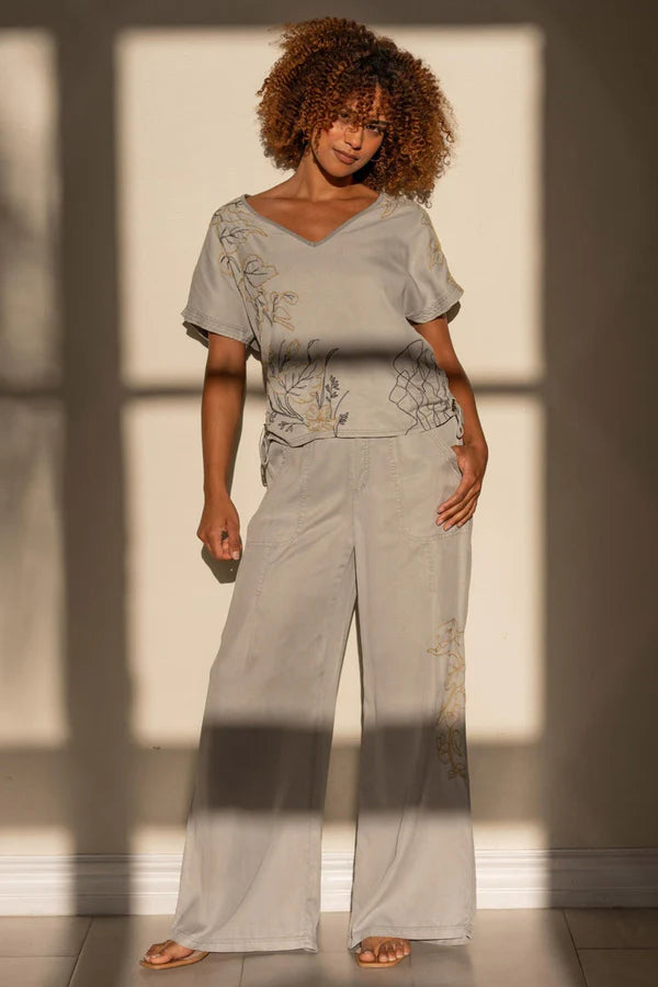 Embroidered Dacia Wide Leg