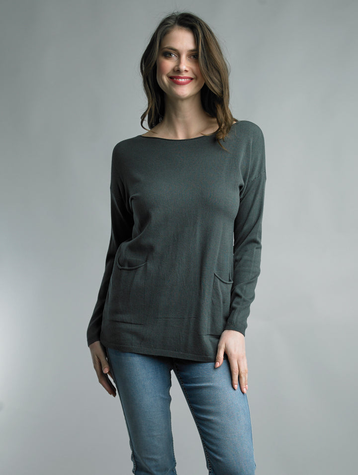 Pocket Crew Knit Pullover