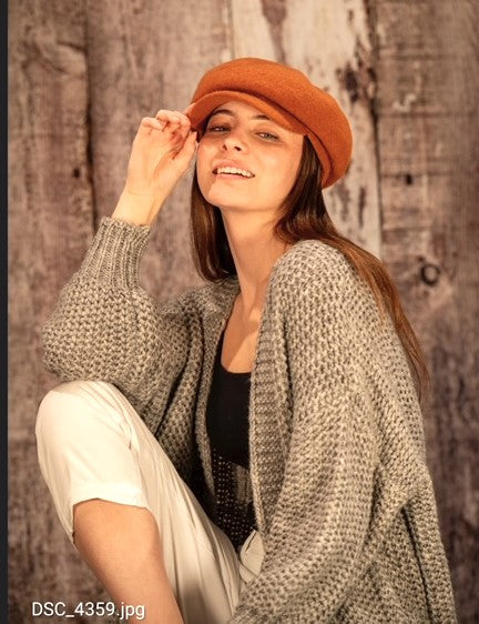 Boiled Wool Newsboy Cap
