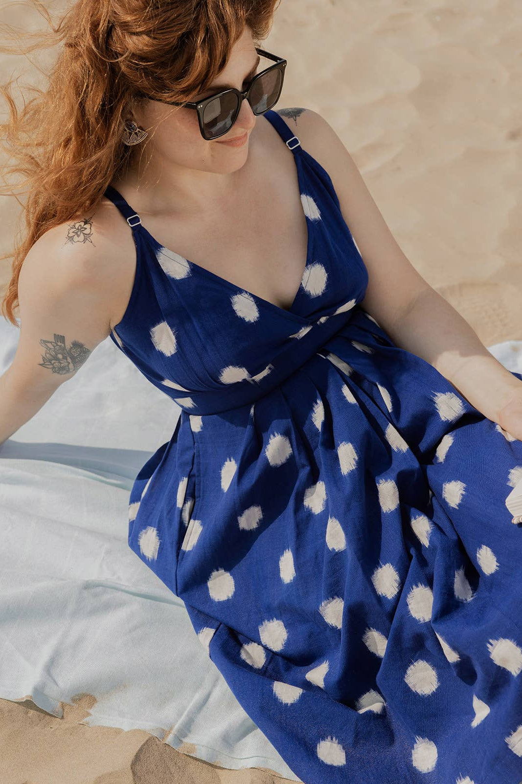 Lola Dress Blue Polka Dot Ikat