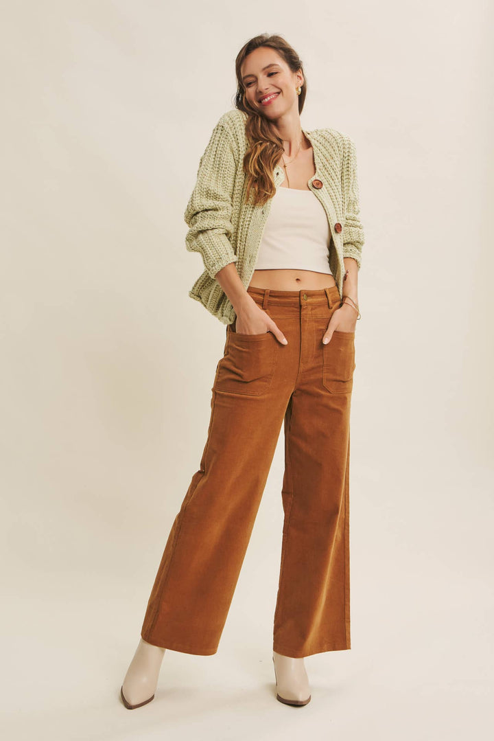 Essential Cozy Chic Corduroy Wide-Leg Pants